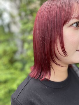 アオゾラヘアー フジサキグウ(AOZORA HAIR FUJISAKIGU) ワインレッド×レイヤー