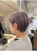 ラベンダーベージュ ショートボブ ダブルカラー