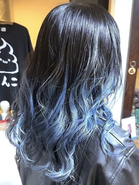 ブレイズヘアー(BLAZEhair) 【ブルー系カラー】エアタッチグラデーション×ブリーチ２回