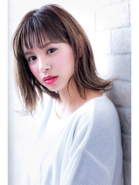 ヘアーアートシフォン 池袋西口店(Hair art chiffon) モーブカラーのワイドバングで大人かわいいくびれミディ
