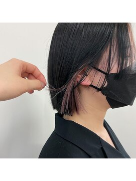 キー(kii) ボブ × ピンク　インナーカラー　福岡　天神　今泉　薬院