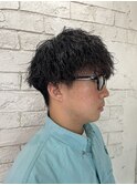 アッシュブラックツイストスパイラルパーマメンズカット所沢練馬