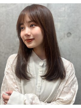 ユアーズヘア 神楽坂店(youres hair) サラ艶ミディアムレイヤーボブオリーブベージュダークアッシュ