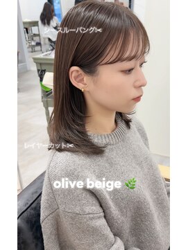 ガーランドウメダ(Garland umeda) ローレイヤーカット_オリーブベージュ_ 担当 垣内 9948