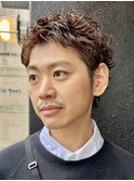 ビジネスショートメンズマッシュツイストパーマツーブロック