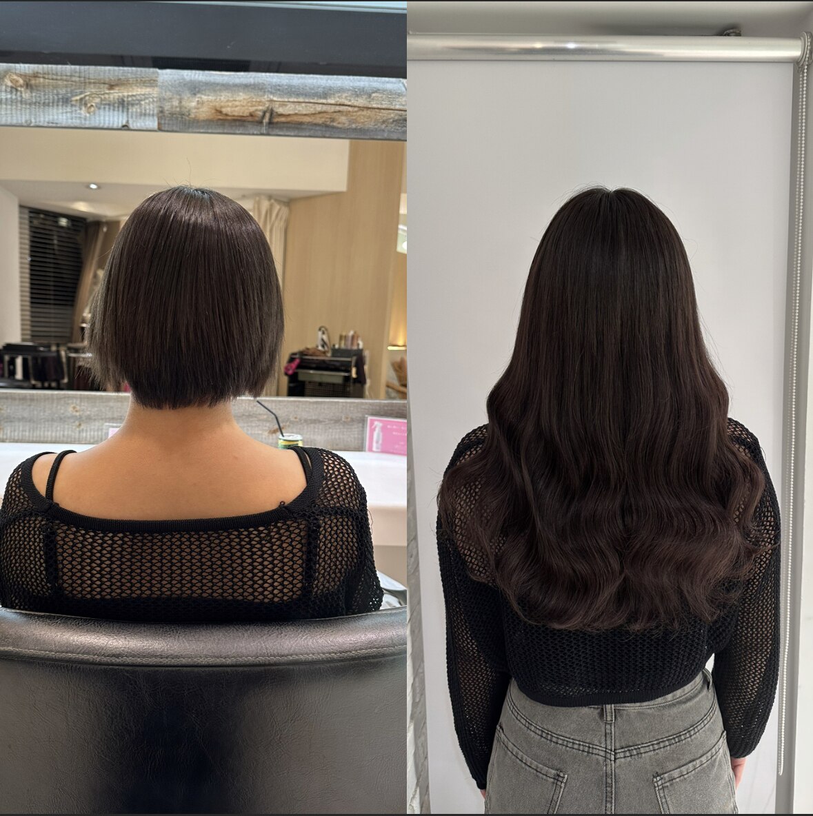 ボブからエクステ80本で馴染むロングヘアに！インナーピンク