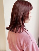 ラ ファブリック 草加(LA FABRIQUE)&nbsp;ピンクカラー　ロブヘア　顔まわりカット　草加