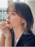 斜めバング/シルキーベージュ/ブラントカット[渋谷駅]