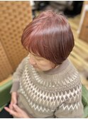 ピンク 白髪ぼかし