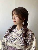 ツキヘア(TUKI hair)&nbsp;編み込みツインアレンジ浴衣ヘア