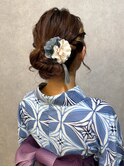 浴衣美人ヘアセット 編み込みアップスタイル お団子#3