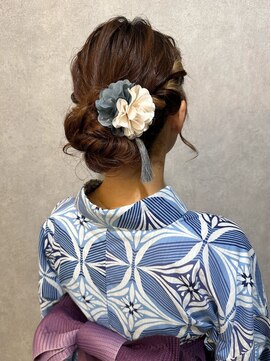 ウィスプ 赤羽店(wisp) 浴衣美人ヘアセット 編み込みアップスタイル お団子#3