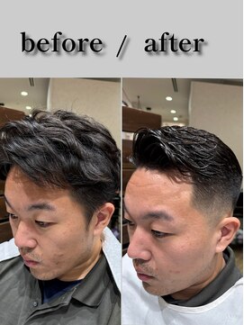 ヨシザワインク プレミアム 横浜 桜木町店(YOSHIZAWA Inc. PREMIUM) メンズバーバースキンフェードアイロンパーマサイドパート