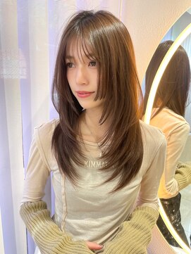 サイン 渋谷(SIGN) 韓国ヘアーハッシュカットレイヤーカットグレージュブリーチ無し