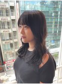 小顔韓国風巻き顔まわりレイヤー透明感ブリーチなしグレージュ