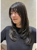 重めロングにふわっとレイヤー カットルフレ4step