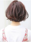 大人可愛いモテ髪暖色ピンクブラウングラデーションボブレイヤー
