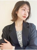 オリーブベージュショートミニボブグレージュブリーチレイヤー