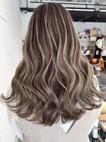 エガオ 藤沢店(EGAO)&nbsp;ミルクティーベージュハイライトカラーロングレイヤー韓国風巻き