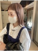 ぷつっと切りっぱなしロブ×ミルクティーベージュ