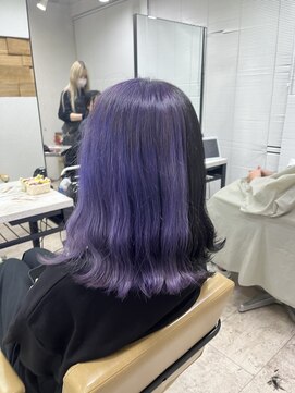 アジールヘア 所沢プロペ通り店(agir hair) 黒髪×青紫ツートーンカラー