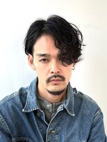 バース 河原町店(BIRTH)&nbsp;アシンメトリーセンターパート黒髪メンズパーマ