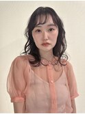 ニュアンスパーマミディアム/ピンク/カワイイ顔周り