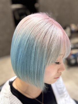 アンダーバーホワイト(_WHITE) ハイトーンボブ/デザインカラー/髪質改善