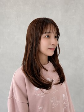 ウル(Ulu.) レイヤーカットロングレイヤー顔周りレイヤーオレンジカラー前髪
