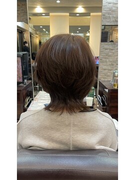 キャラ 池袋本店(CHARA) マッシュウルフ×オレンジブラウンカラー【ウルフカット/大村】