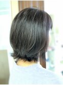 大人女子　肩ライン外ハネボブ/黒髪暗髪/ワンカール