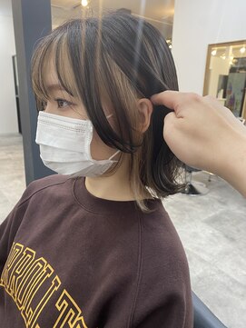 アンス 大阪梅田(ANs.) 20代30代40代大人インナーカラー耳掛け切りっぱなし大人ボブ