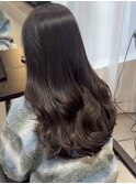 ロングレイヤー/くびれ巻き/アッシュグレー/暗髪カラー