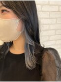インナーカラー艶髪ネイビーグレーアッシュブラック大人美人