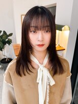プラネシブヤ(Prune Shibuya) 小顔ミディアムレイヤー×ぱっつん前髪