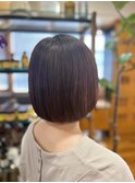 丸みボブナチュラルブラウン小顔カット
