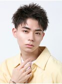 刈り上げアップバングメンズカットショート