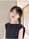 束感バングの大人マッシュショート白金目黒