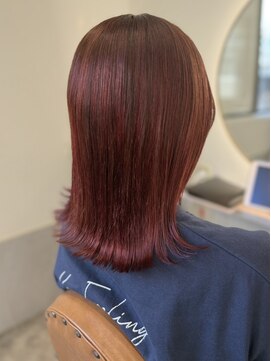 カノエ 福岡香椎店(canoe) 外ハネボブ ダブルカラー レッドブラウン 髪質改善 艶髪 20代