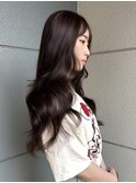 艶カラー　グレージュ　ブリーチなし　ロングレイヤー　