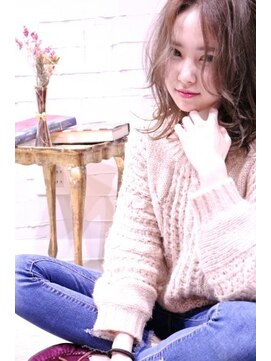 ホラン(HoLan) 【HoLan】とろみルーズカールxピンクベージュxハニーヘア