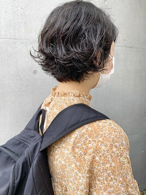 【三ツ井純】20代30代 くせ毛風ショートボブパーマ 暗髪 透明感