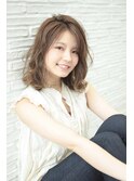 ゆるふわパーマでつくるモテミディ×マロンベージュ