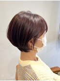 ピンクブラウン×ショートボブ