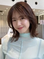 ミンクス 青山店(MINX) 大人カジュアルなくびれミディアム 斜めバングシルキーベージュ