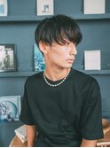 メンズツーブロックマッシュ/アッシュブラック
