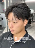 フェザーパーマ サーフカール 刈り上げセンターパート 心斎橋
