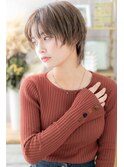 ブリーチなしミルクグレージュハンサムショートウルフh5戸頭30代