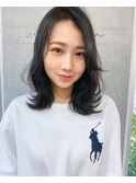 ミディアム韓国風ヘア可愛いヨシンモリレイヤーカットミディ