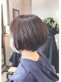 大人可愛い20代30代40代黒髪前下がりショートボブ丸みショート◎